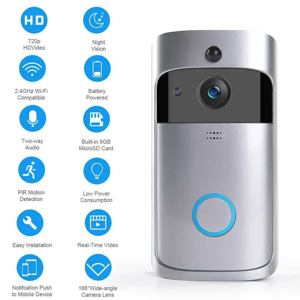 Smart home wireless doorbell camera front view