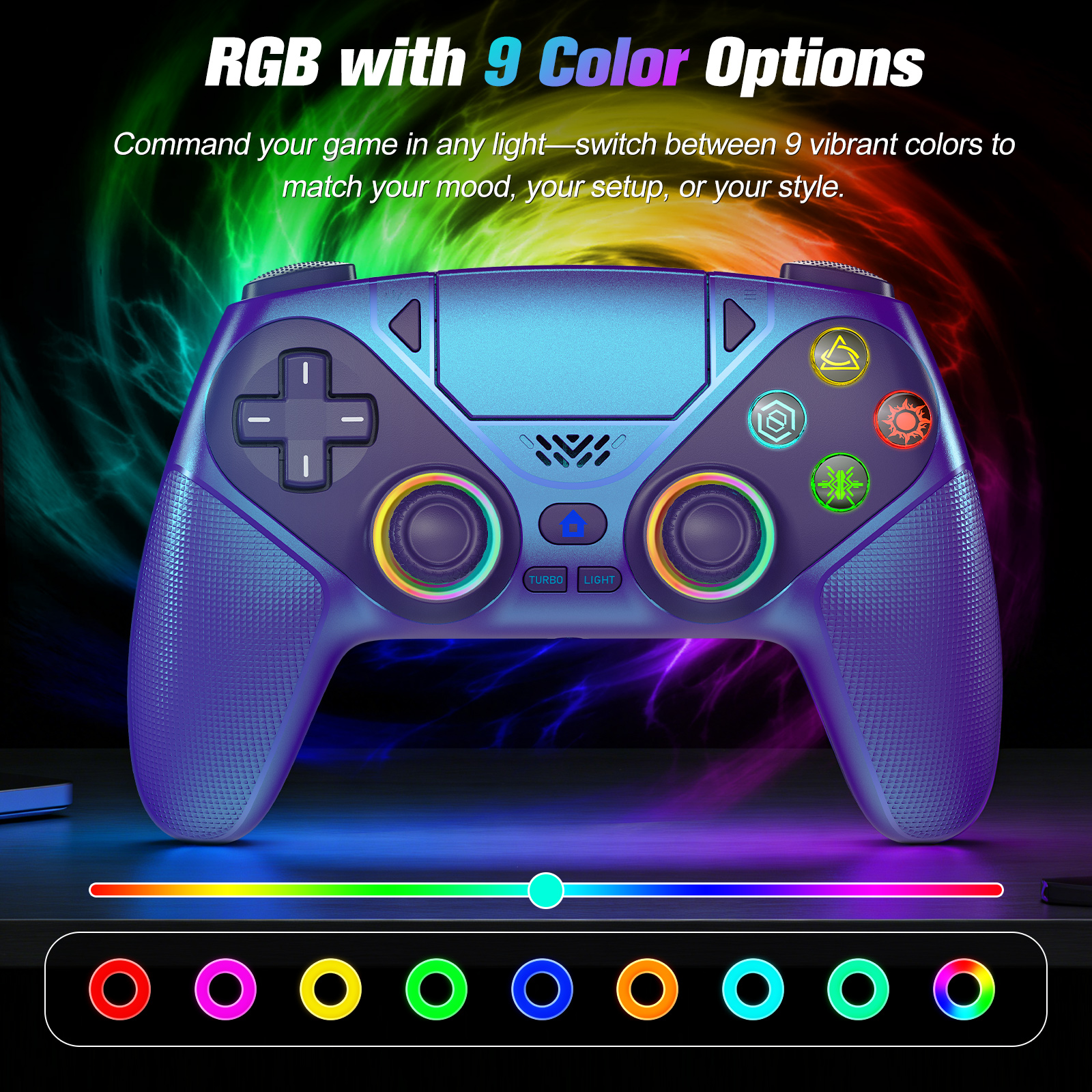 Wireless PS5 Controller RGB Gamepad for PC and PS5 Pro Slim - Zoomed image showing craftsmanship