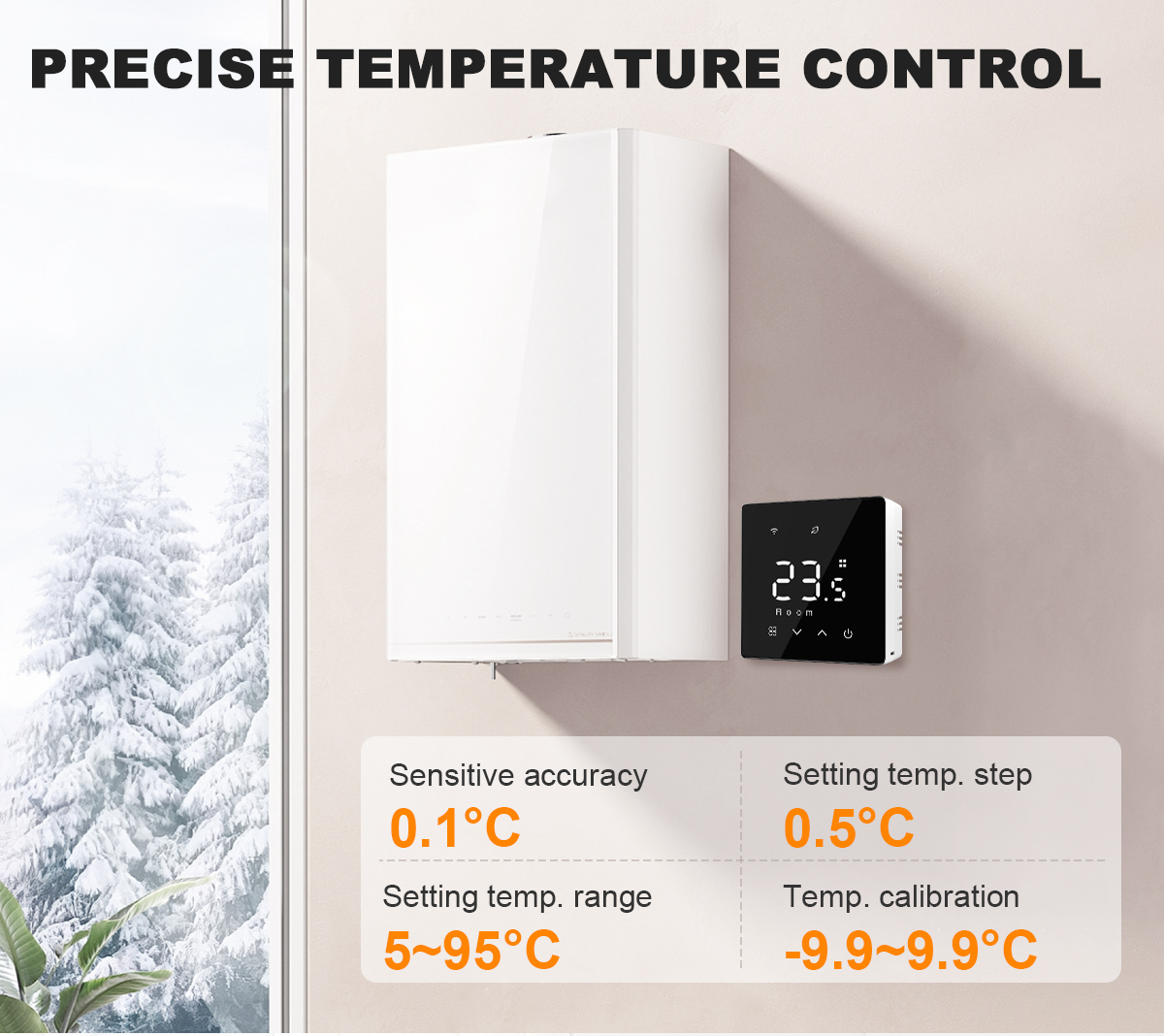 Thermostat unit mounted on wall
