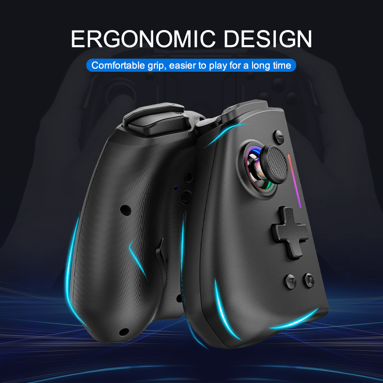 Wireless Bluetooth gamepad controller with non-linear trigger buttons for Nintendo Switch