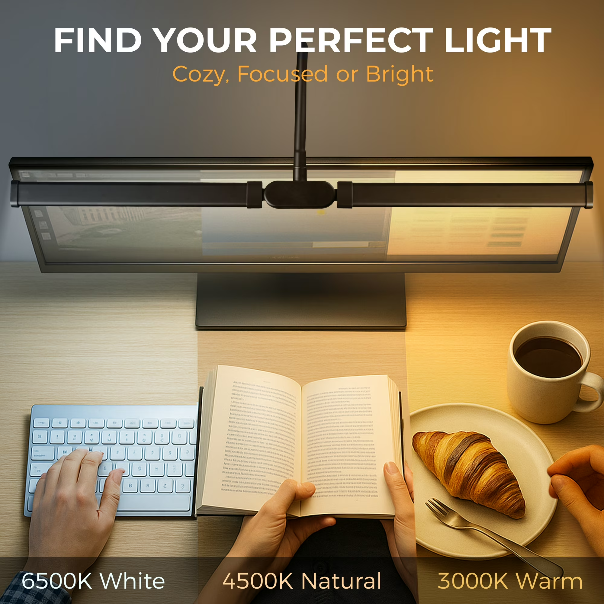 Bright illumination from dual head LED desk lamp