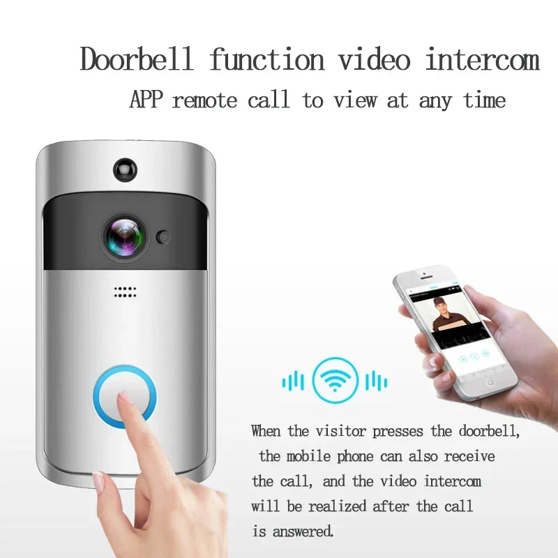 Smart wireless WiFi video doorbell camera with HD resolution