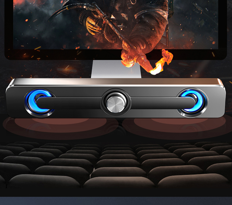 Stereo sound bar audio system for desktop computer