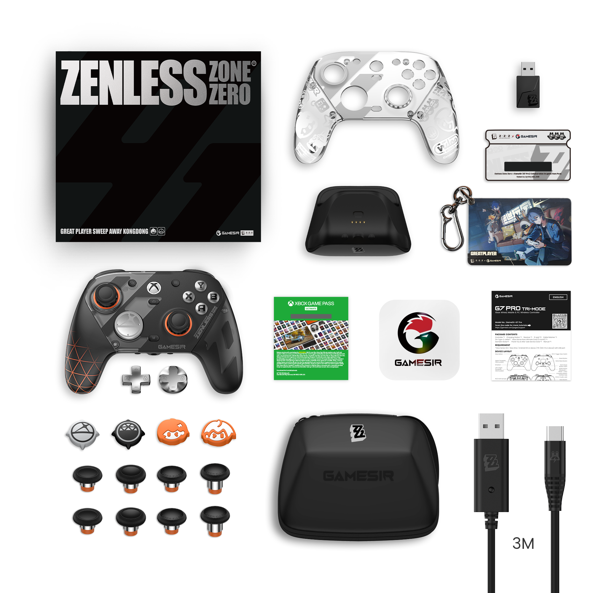 Complete box contents for the GameSir controller