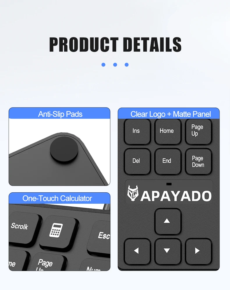 APAYADO T35 numeric keypad connected to a computer setup