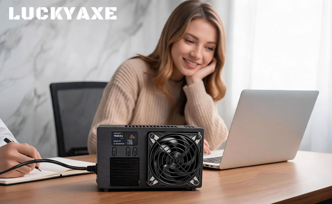 Luckyaxe B401 Bitcoin Miner front view showing hardware design