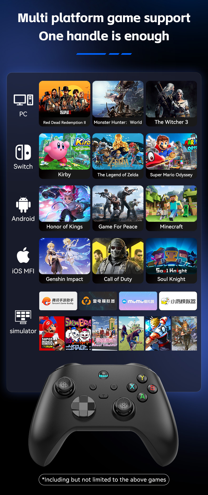 Wireless Mobile Game Controller for Switch PC Android iOS - Premium material and texture showcase