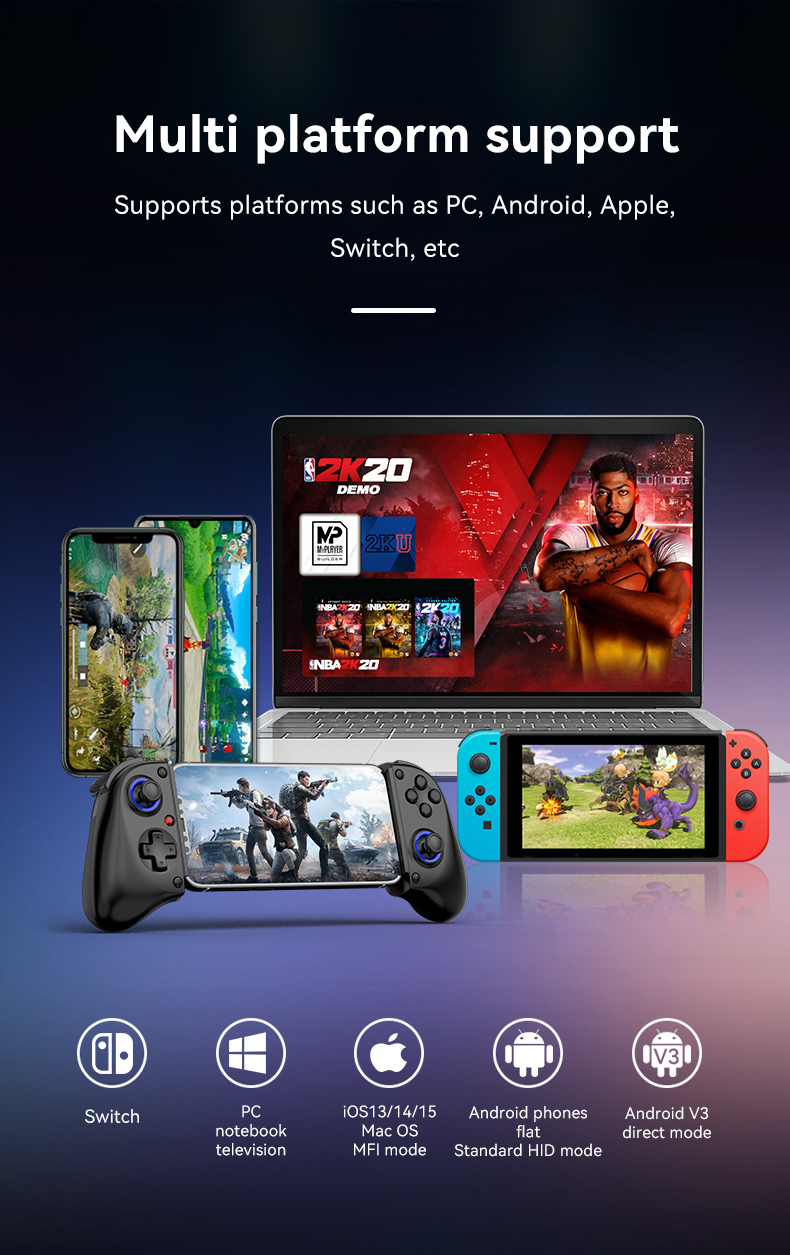 Wireless Bluetooth Gaming Controller for Mobile PC and Console - Detailed view of the product