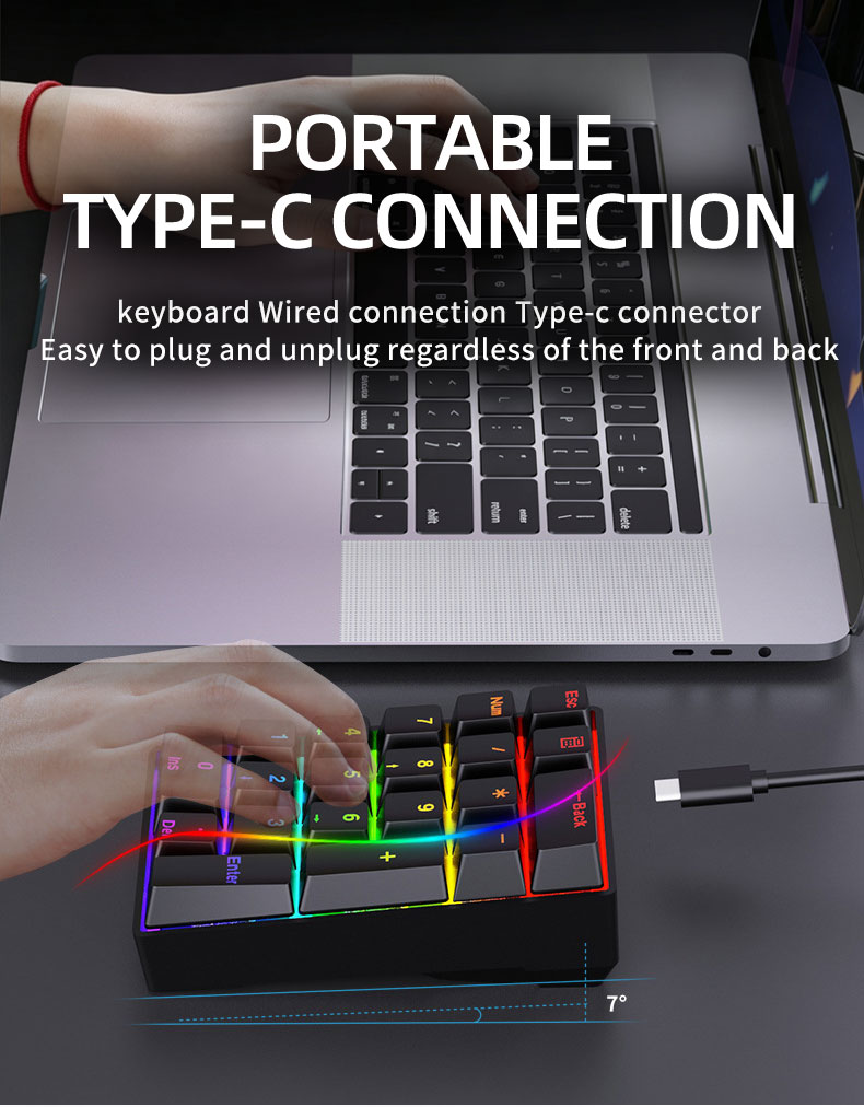 Type-C wired mechanical keypad with ABS keycaps