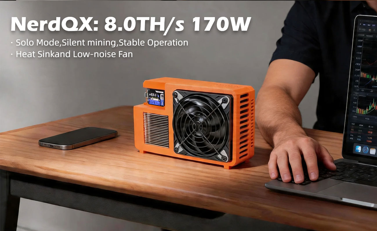 Compact home BTC mining equipment in orange design