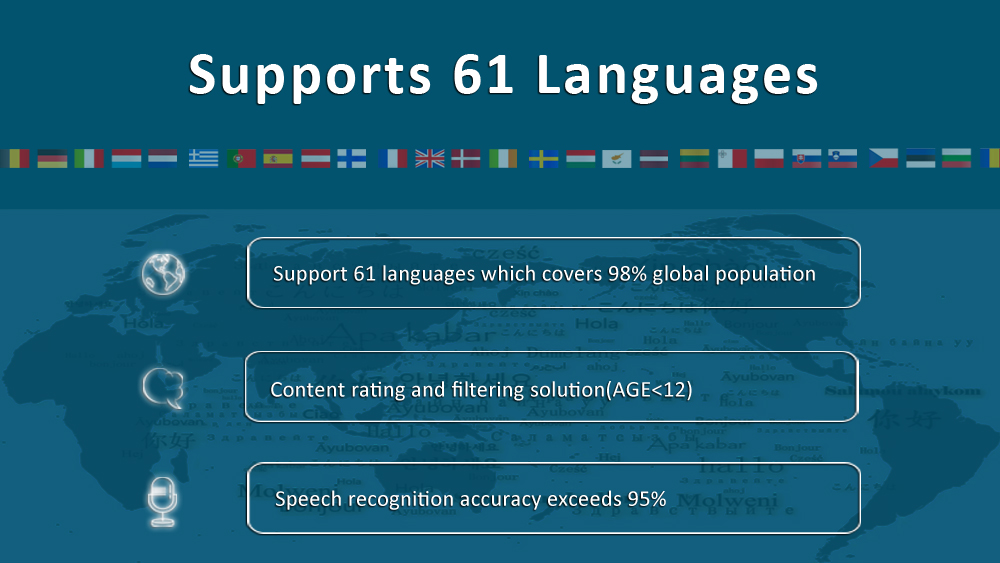 Language support list for educational learning machine