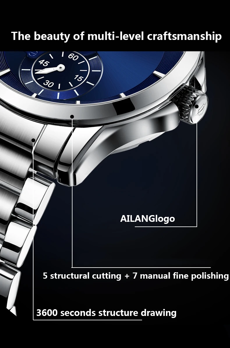 Mens Skeleton Tourbillon Mechanical Watch Self Winding Luxury - Image highlighting product features