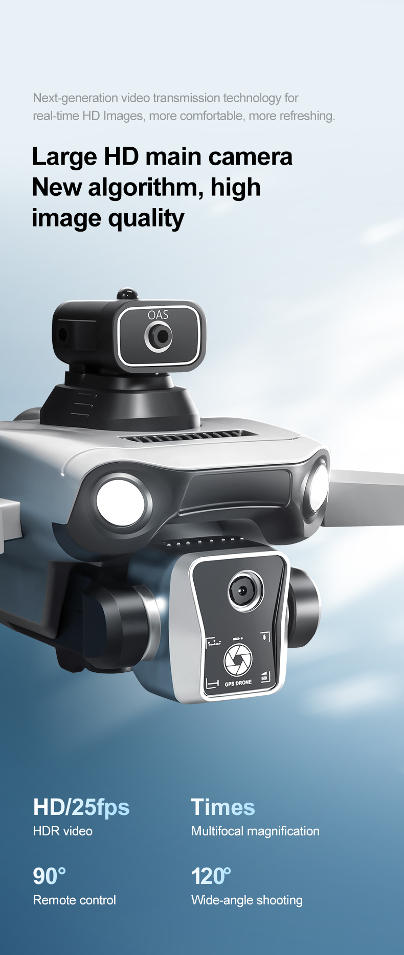 K19 Max GPS Drone 5G Camera Obstacle Avoidance Fishing Drone - Side view of the item