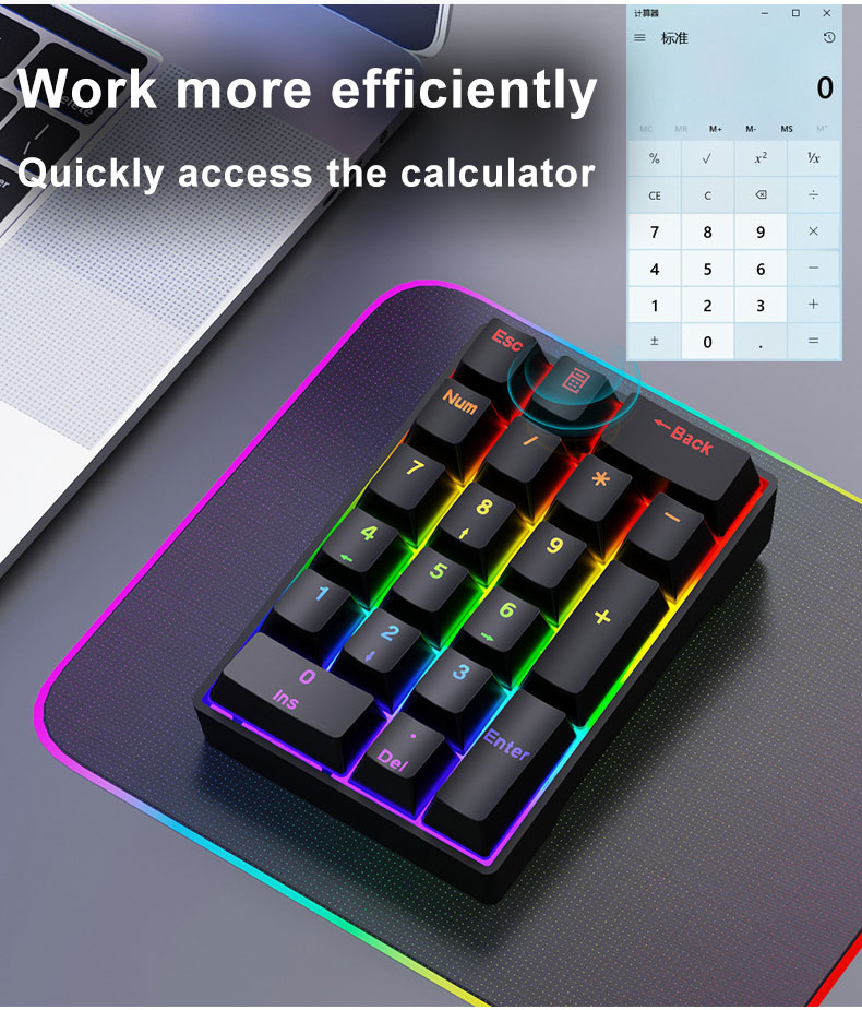 Portable number pad with 7 degree typing angle
