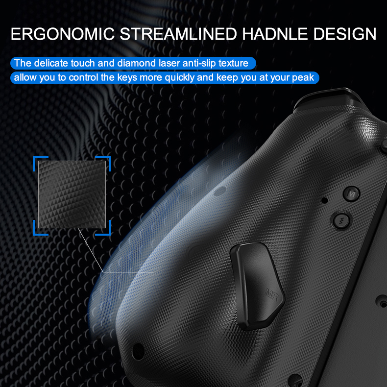 Wireless Bluetooth gamepad controller with non-linear trigger buttons for Nintendo Switch