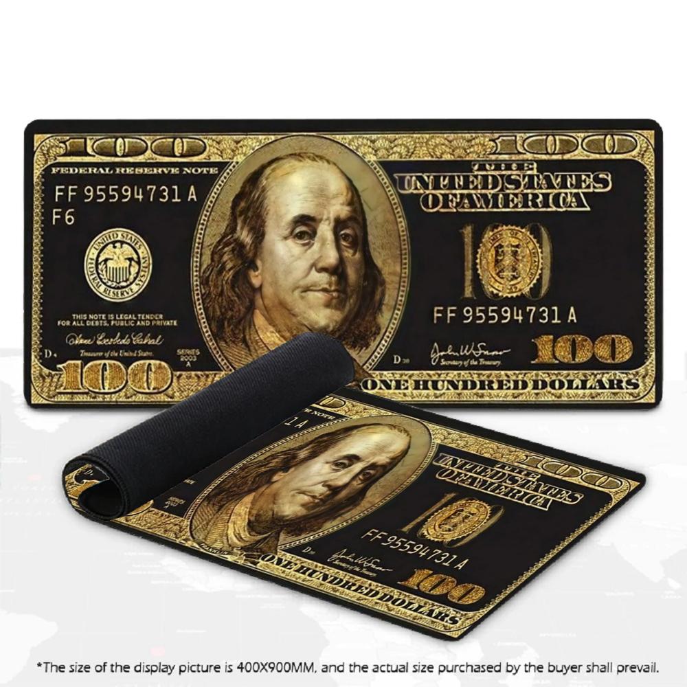 XXL Gaming Mouse Pad Money Design Large Desk Mat - Angle view of the product in use