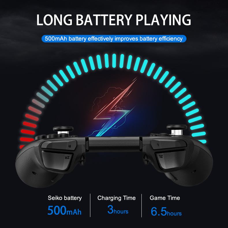 Wireless Bluetooth gamepad controller with non-linear trigger buttons for Nintendo Switch