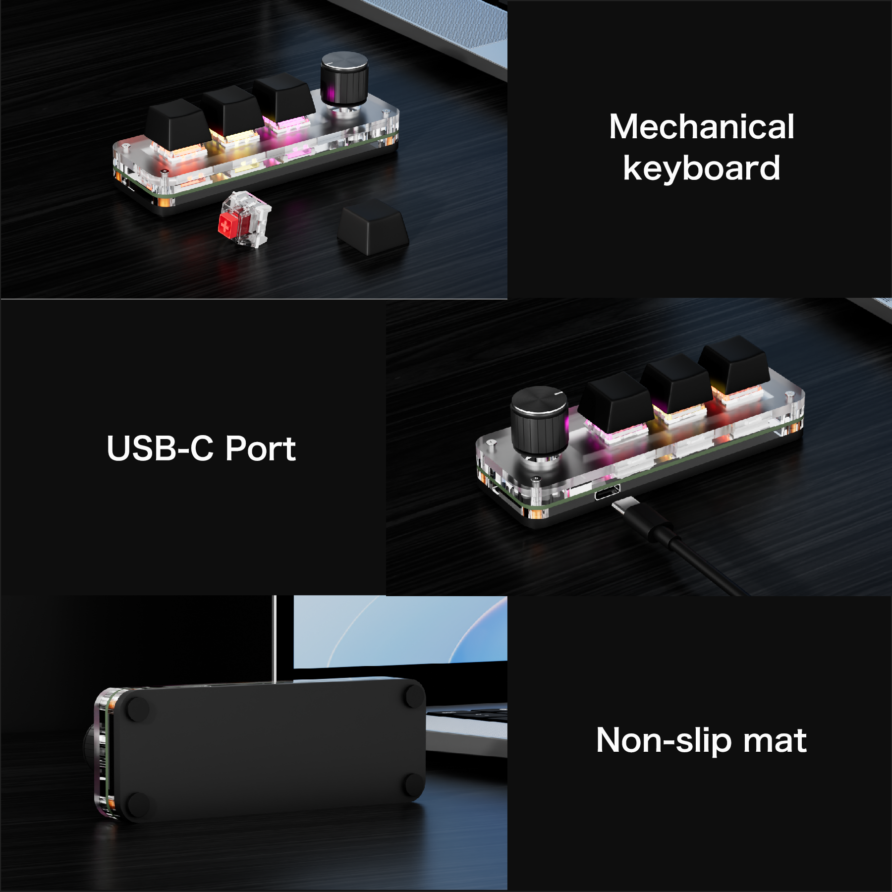 RGB backlit mini mechanical keypad for gaming and programming