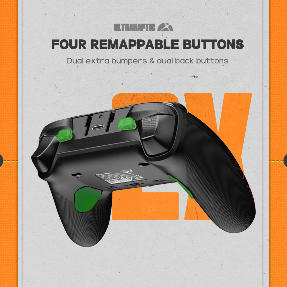 Four remappable buttons for enhanced personalized control