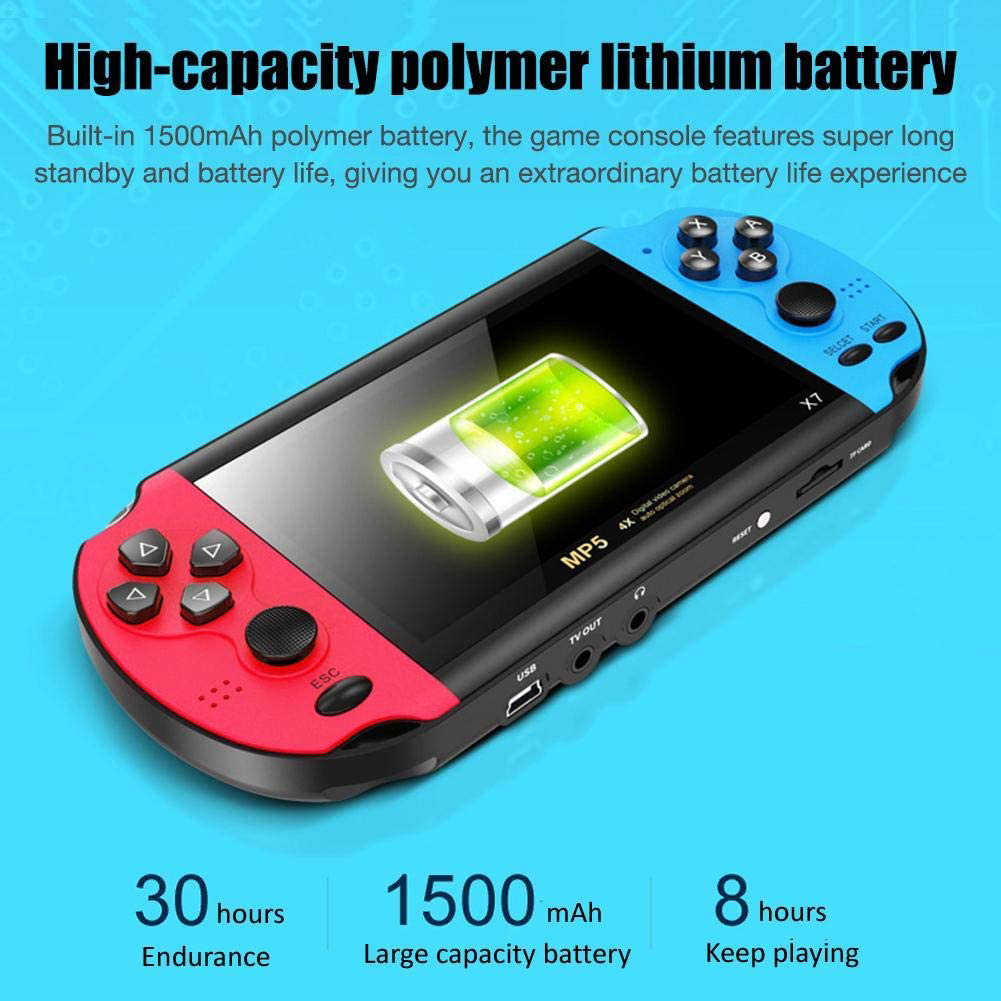 X7 handheld retro video game console with accessories