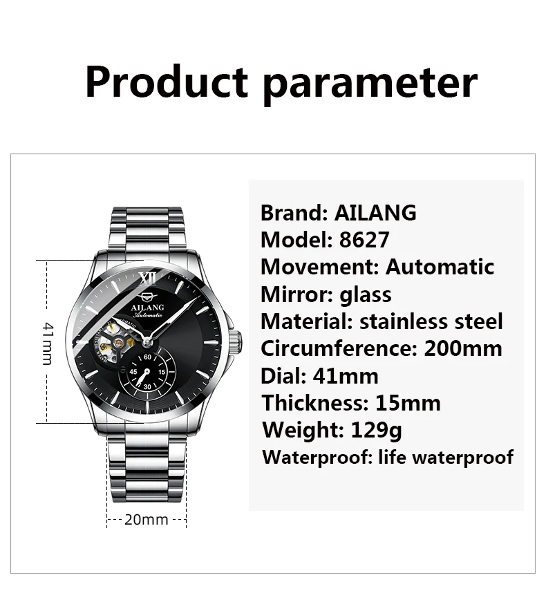 Mens Skeleton Tourbillon Mechanical Watch Self Winding Luxury - Product close-up for better view