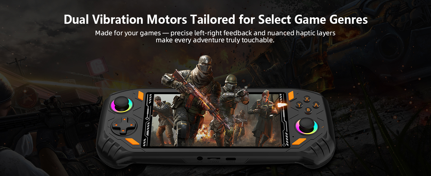 RG52 retro handheld console in use